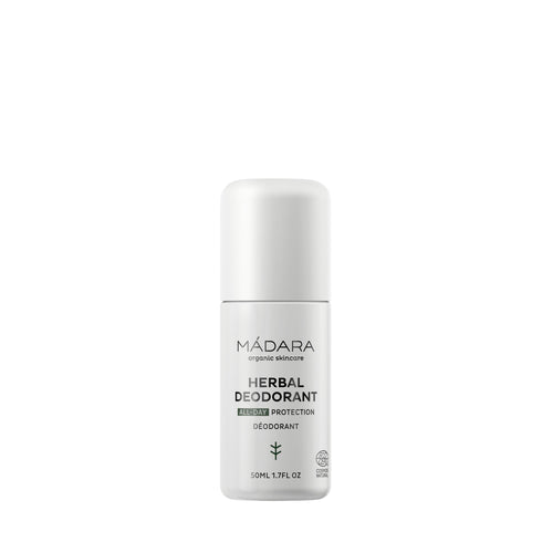 Mádara Herbal Deodorant bitkisel deodorant beyaz zemin üzerinde ürün ambalajı | Clean Studio